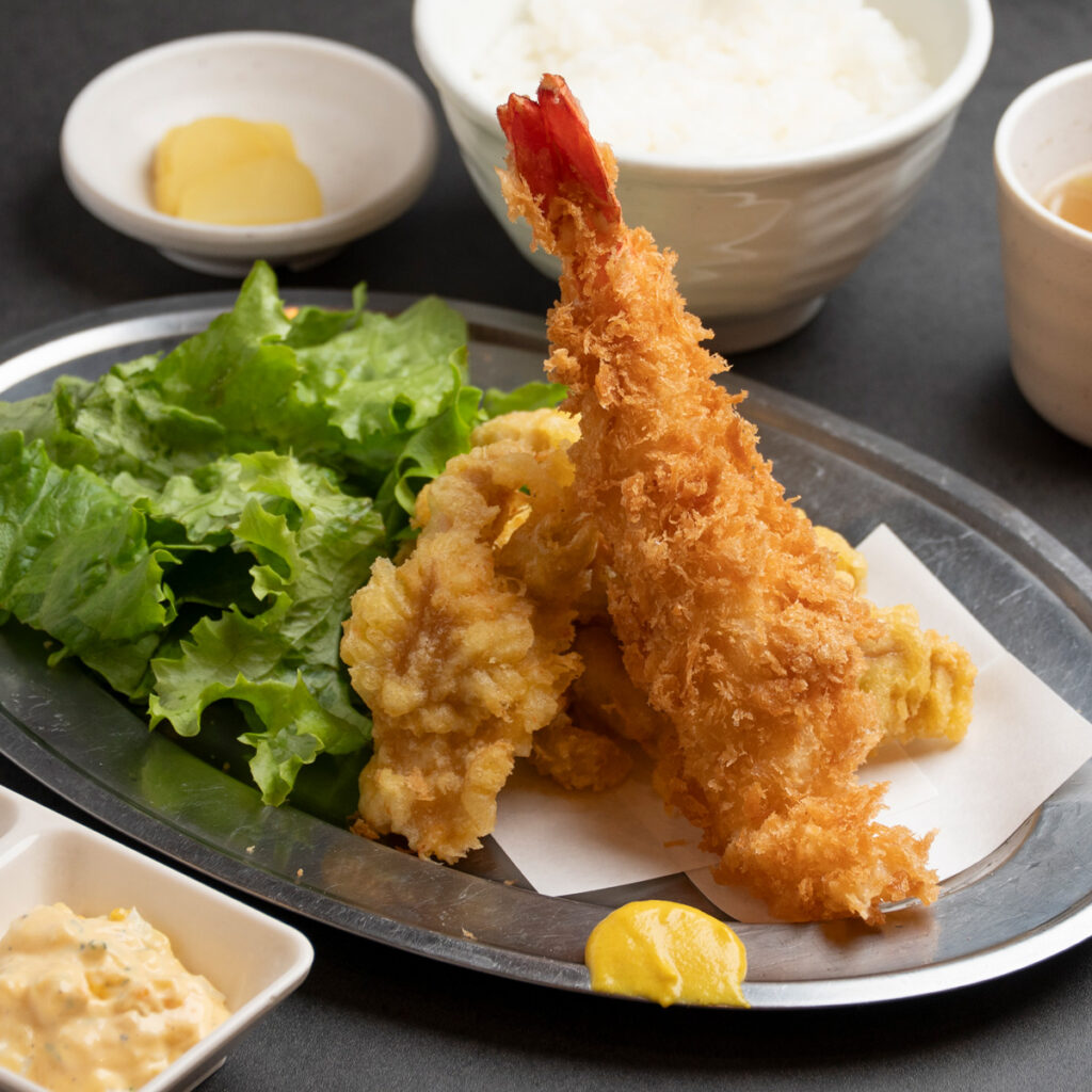 海老フライ＆とり天定食